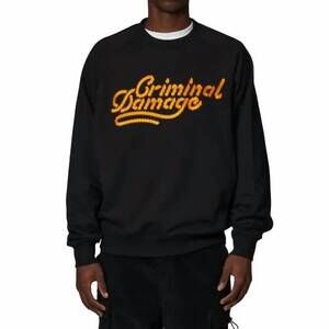 NEW CRIMINAL DAMAGE pullman long sleeve sweatshirt in black/mustard